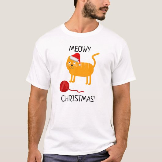 Fun Orange Cat Meowy Weihnachtsmann T - Shirt (Vorderseite)