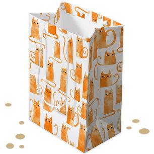 Fun Orange Cat Mittlere Geschenktüte