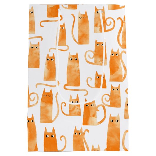 Fun Orange Cat Mittlere Geschenktüte (Rückseite)
