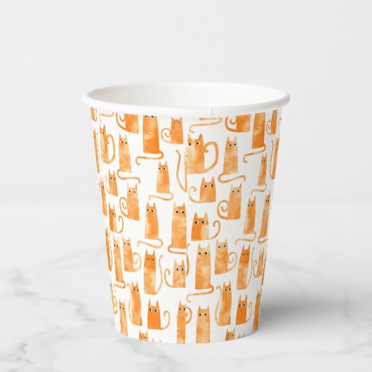 Fun Orange Cat Pattern Pappbecher (Rechts)