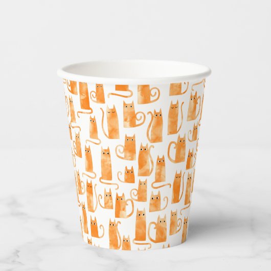 Fun Orange Cat Pattern Pappbecher (Vorderseite)
