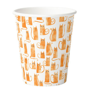 Fun Orange Cat Pattern Pappbecher