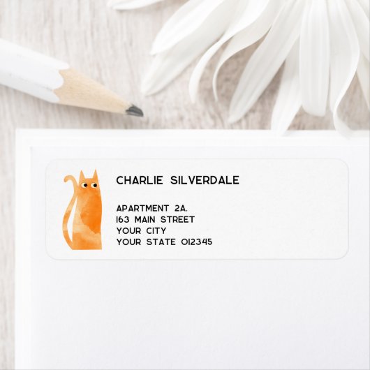 Fun Orange Cat Rücksendeadresse (Insitu)