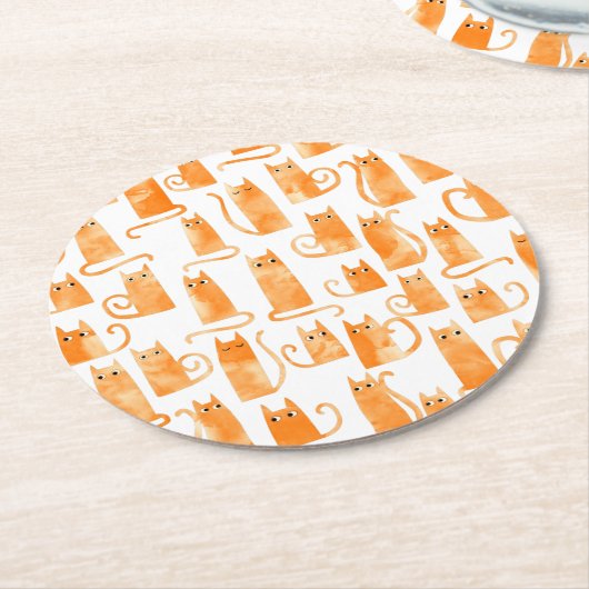 Fun Orange Cat Runder Pappuntersetzer (Angewinkelt)