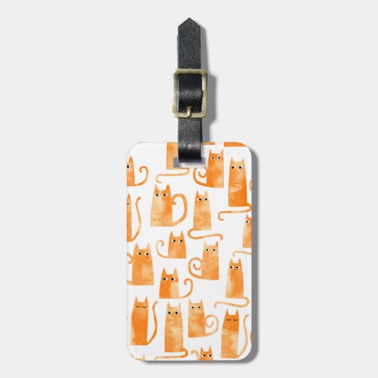 Fun Orange Cat Watercolor Gepäckanhänger (Vorderseite vertikal)