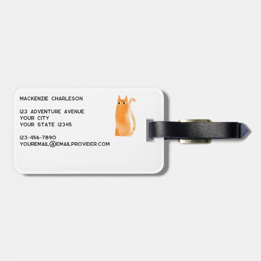Fun Orange Cat Watercolor Gepäckanhänger (Rückseite horizontal)