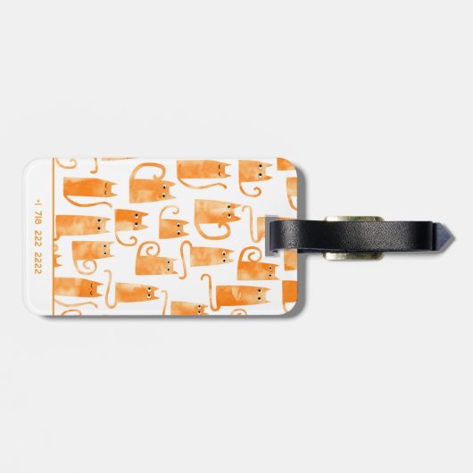 Fun Orange Cat Watercolor Gepäckanhänger (Rückseite horizontal)