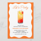 Fun Orange Chic Wavy Summer Cocktail Birthday Einladung (Vorderseite)
