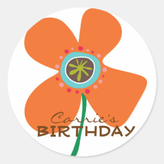 Fun Orange Daisy Pop Girls Geburtstagsparty Gefall Runder Aufkleber