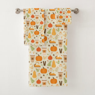 Fun Orange Fall Pattern Badhandtuch Set