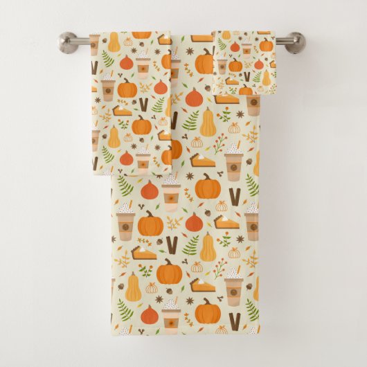 Fun Orange Fall Pattern Badhandtuch Set (Insitu)