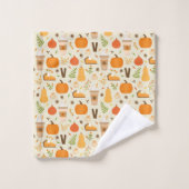 Fun Orange Fall Pattern Badhandtuch Set (Waschlappen)