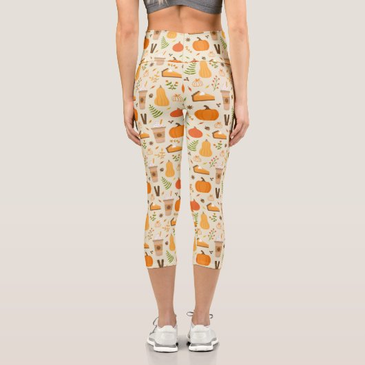 Fun Orange Fall Pattern Capri Leggings (Rückseite)