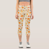Fun Orange Fall Pattern Capri Leggings (Vorderseite)