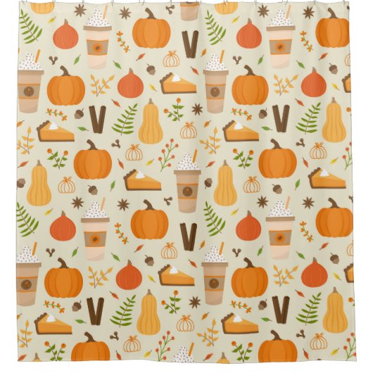 Fun Orange Fall Pattern Duschvorhang (Vorderseite)