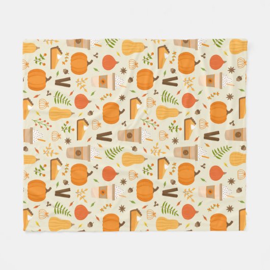 Fun Orange Fall Pattern Fleecedecke (Vorderseite (Horizontal))
