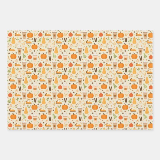 Fun Orange Fall Pattern Geschenkpapier Set (Vorderseite 2)