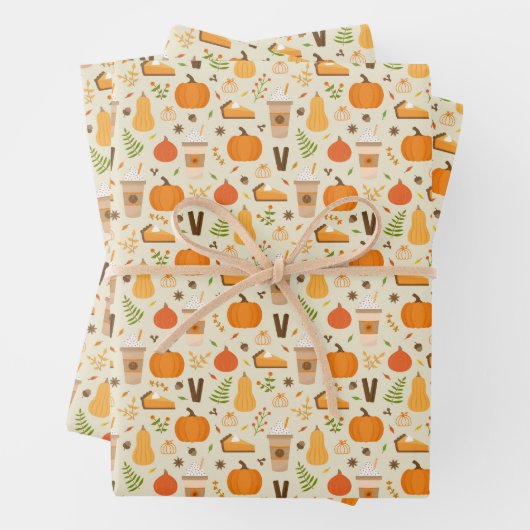 Fun Orange Fall Pattern Geschenkpapier Set (Beispiel)