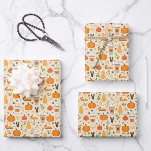 Fun Orange Fall Pattern Geschenkpapier Set (Vorderseite)