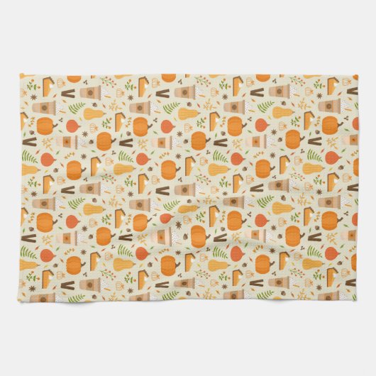 Fun Orange Fall Pattern Geschirrtuch (Horizontal)