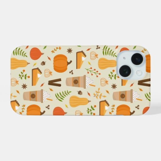 Fun Orange Fall Pattern iPhone 15 Hülle (Rückseite (Horizontal))