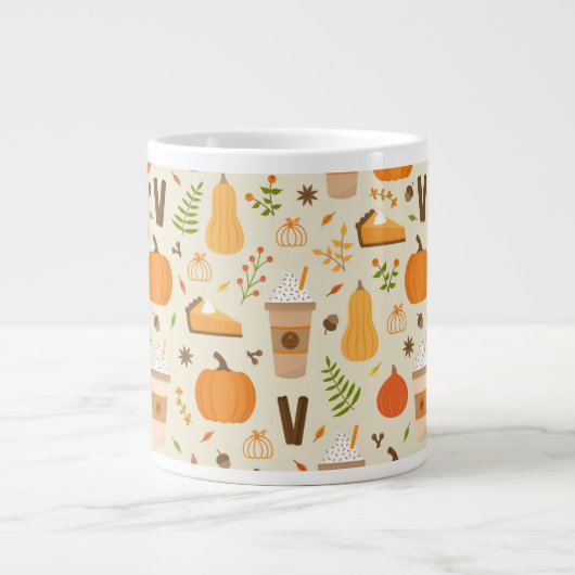 Fun Orange Fall Pattern Jumbo-Tasse (Vorderseite)