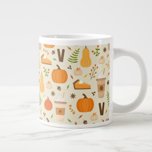 Fun Orange Fall Pattern Jumbo-Tasse (Rechts)