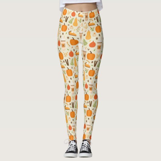 Fun Orange Fall Pattern Leggings (Vorderseite)
