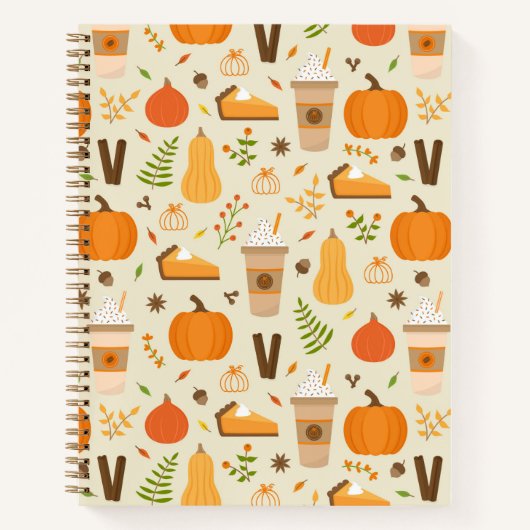 Fun Orange Fall Pattern Notizblock (Vorderseite)