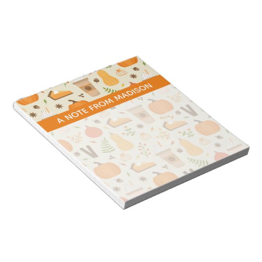 Fun Orange Fall Pattern Notizblock (angewinkelt)