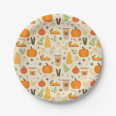 Fun Orange Fall Pattern Pappteller (Vorderseite)