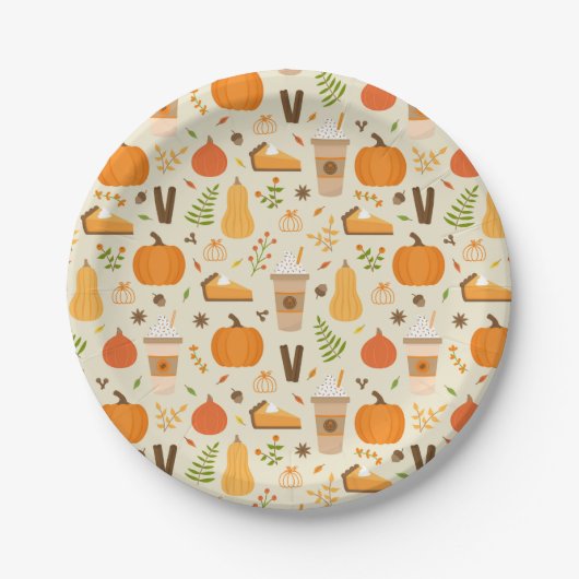 Fun Orange Fall Pattern Pappteller (Vorderseite)