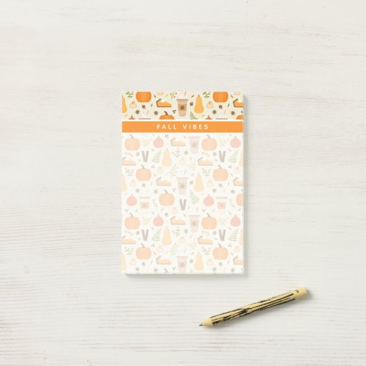 Fun Orange Fall Pattern Post-it Klebezettel (Auf Schreibtisch)