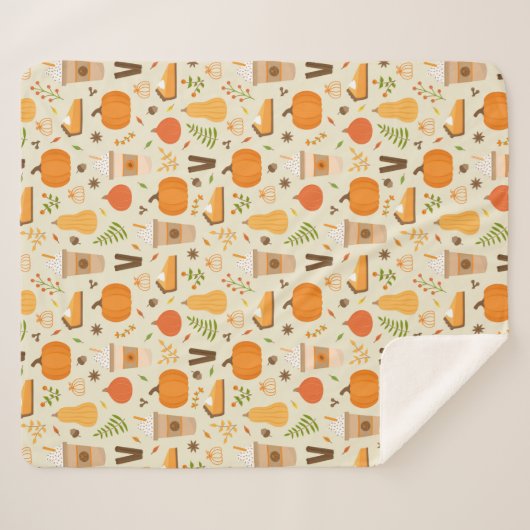 Fun Orange Fall Pattern Sherpadecke (Vorderseite (Horizontal))