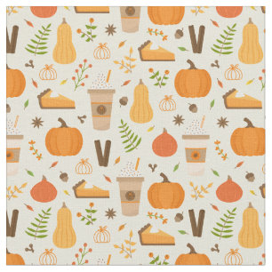 Fun Orange Fall Pattern Stoff