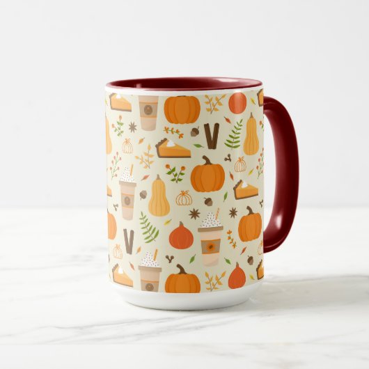 Fun Orange Fall Pattern Tasse (VorderseiteRechts)
