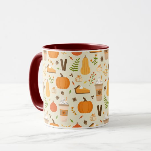 Fun Orange Fall Pattern Tasse (Vorderseite Links)