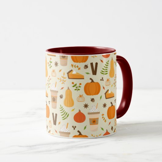Fun Orange Fall Pattern Tasse (VorderseiteRechts)