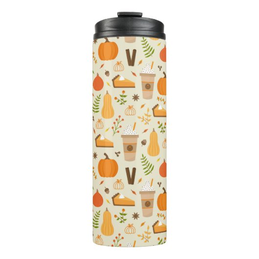 Fun Orange Fall Pattern Thermosbecher (Vorderseite)