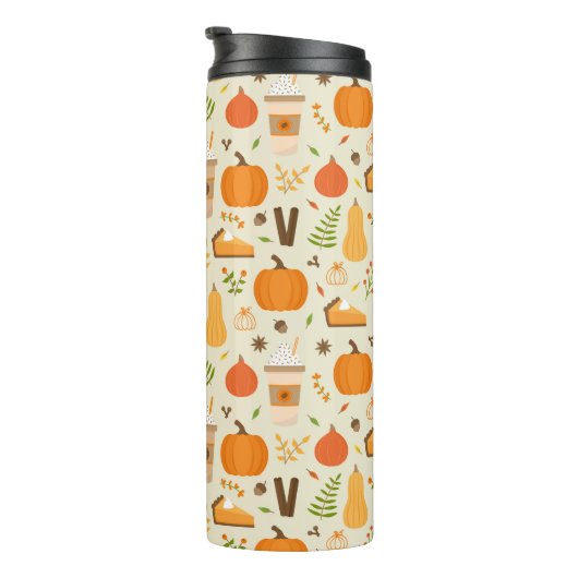 Fun Orange Fall Pattern Thermosbecher (Nach rechts gedreht)