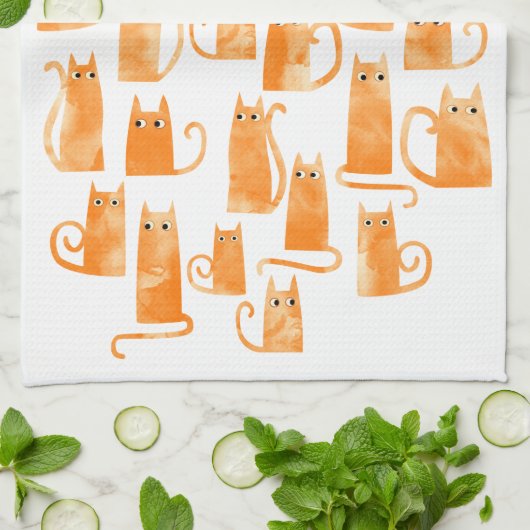 Fun Orange Ginger Cat Geschirrtuch (Gefaltet)