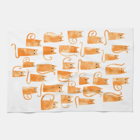 Fun Orange Ginger Cat Geschirrtuch (Horizontal)