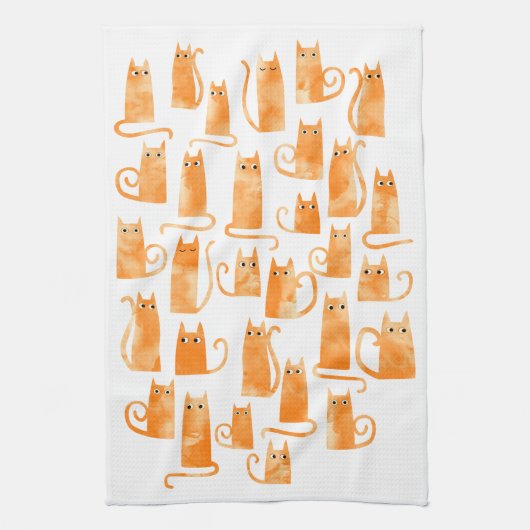 Fun Orange Ginger Cat Geschirrtuch (Vertikal)