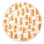 Fun Orange Ginger Cat Keramikknauf (Vorderseite)