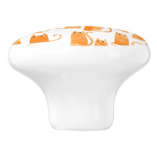 Fun Orange Ginger Cat Keramikknauf (Seitenansicht)