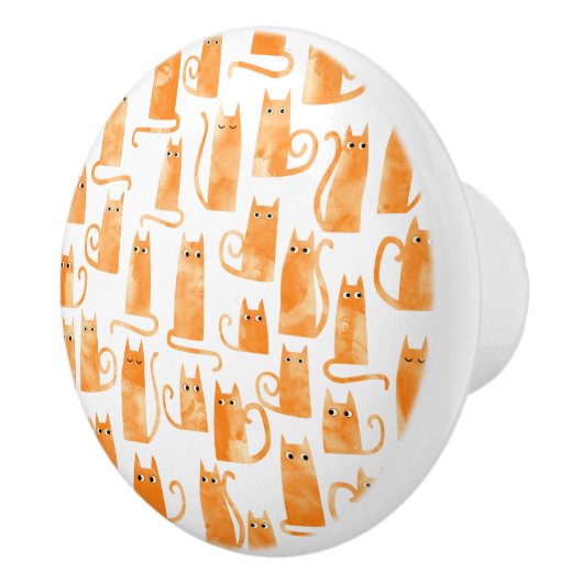 Fun Orange Ginger Cat Keramikknauf (Rechts)