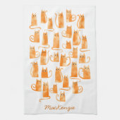 Fun Orange Ginger Cat Personalisiert Geschirrtuch (Vertikal)