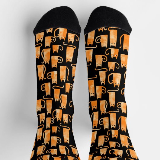 Fun Orange Ginger Cat Socken (Oben)