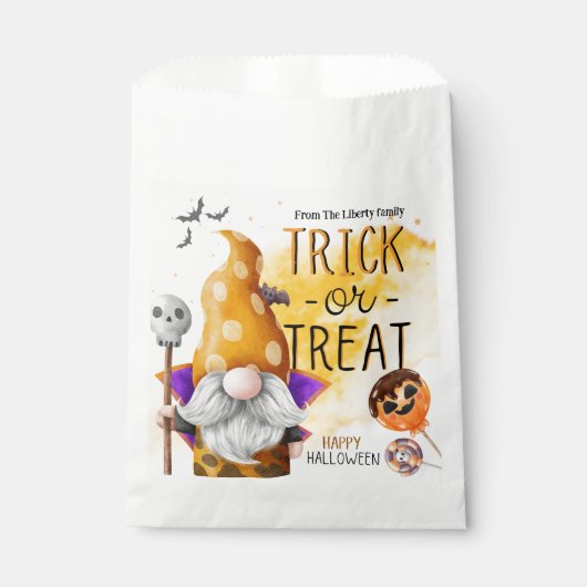 Fun orange gnome trick oder behandeln Kinder hallo Geschenktütchen (Vorderseite)