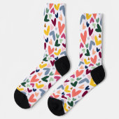 Fun Orange Green Pink Blue Red Heart Art Muster Socken (Linkes Detail)